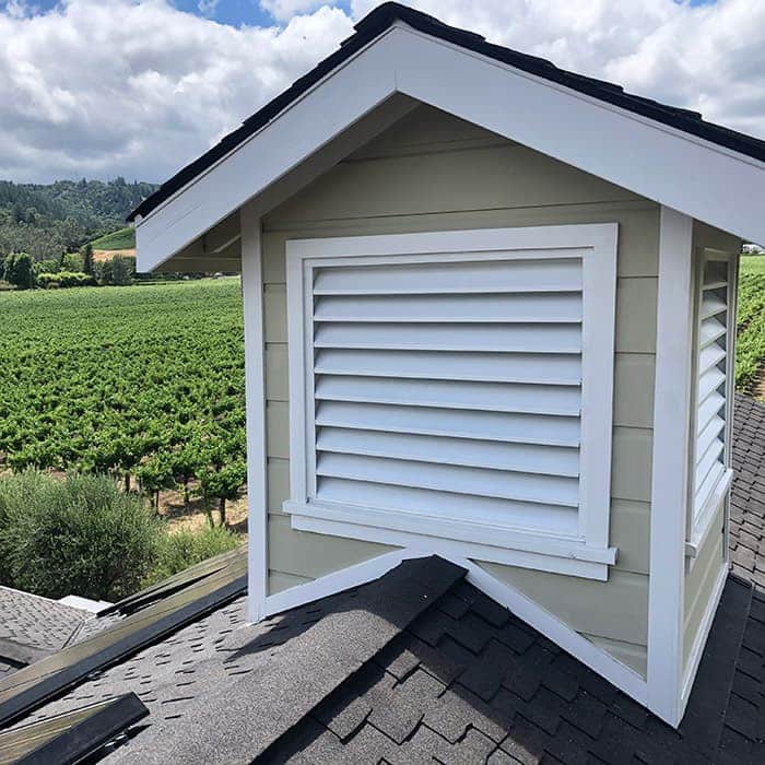 fire safe retrofitted vent used at winery vineyard structure